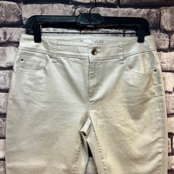 Chico's Platinum Silver Shimmer Crop Pants Size XS/2 - Picture 2 of 9